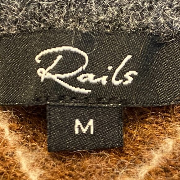 Rails Shae Wool Alpaca Argyle Cropped Sweater Polo Collar Preppy Dark Academia-M - Picture 11 of 12